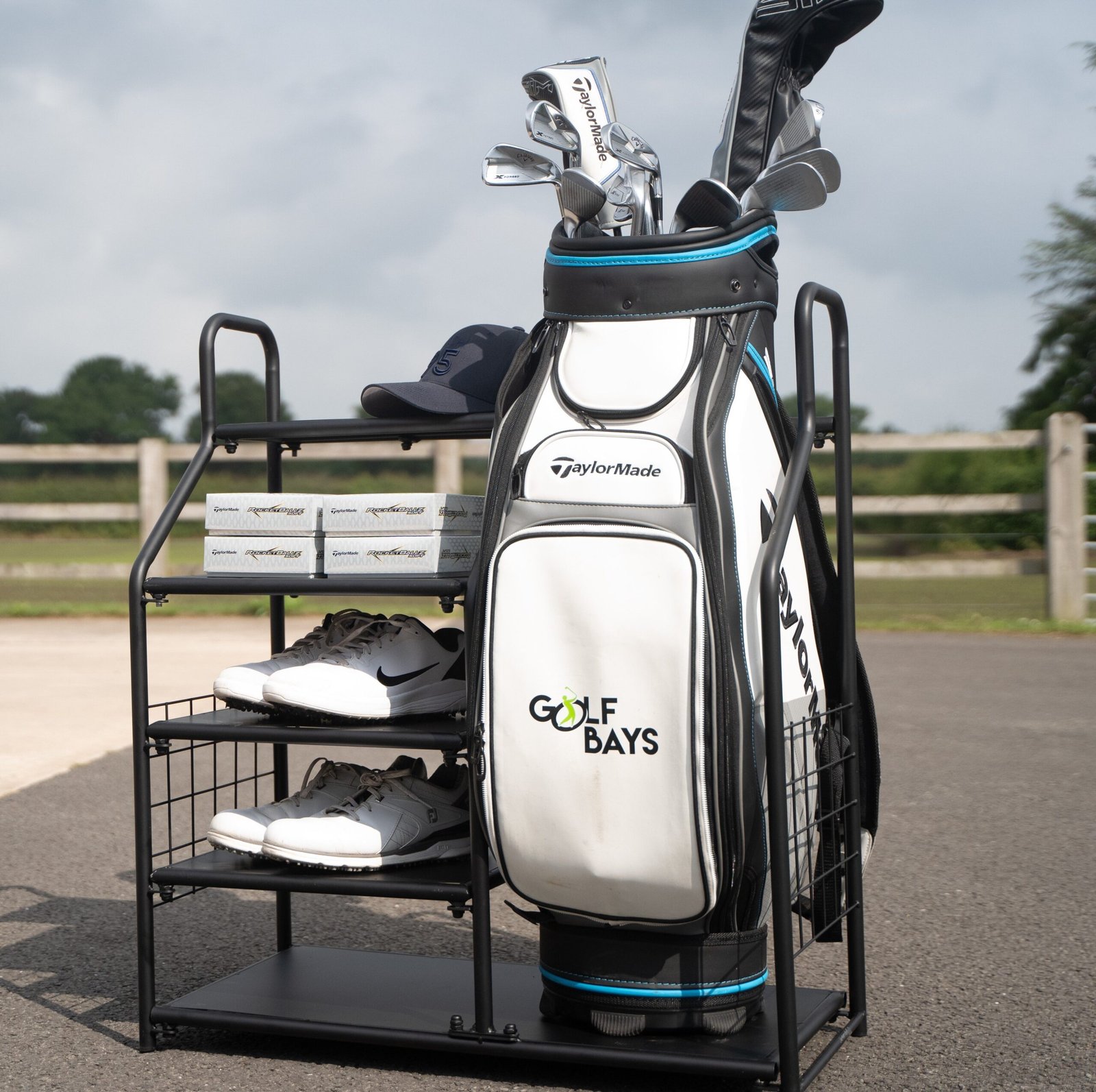GolfBays Single Golf Bag Storage Organizer - golfbays storage